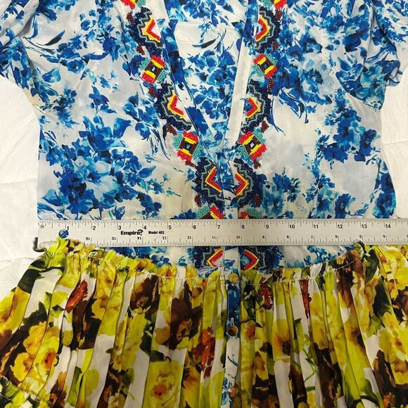 ROCOCO SAND Romantic Floral Tiered Maxi Dress Silk Beaded V-neck  XS - Picture 13 of 13